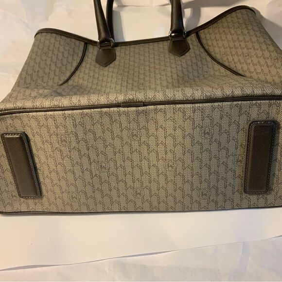 MONTBLANC  BROWN GRAY SIGNATURE BAG PVC LEATHER ITALY Excellent - Picture 6 of 16